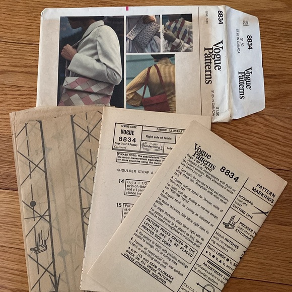 VTG Vogue Handbag Sewing Patterns UNCUT - Picture 10 of 11